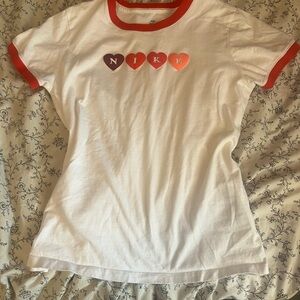white nike top w velvet hearts